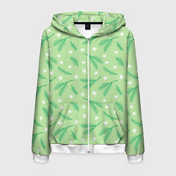 Мужская толстовка на молнии Узор с новогодней еловой ветвью