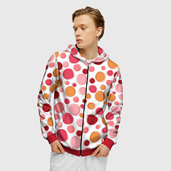 Толстовка 3D на молнии мужская Паттерн органические фигуры, цвет: 3D-красный — фото 2
