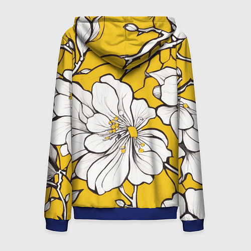 Мужская толстовка на молнии Японский паттерн цветов / 3D-Синий – фото 2