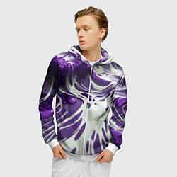Толстовка 3D на молнии мужская Бело-фиолетовая краска, цвет: 3D-белый — фото 2