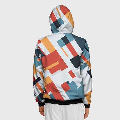 Мужская толстовка на молнии Геометрический узор - нейросеть / 3D-Черный – фото 4