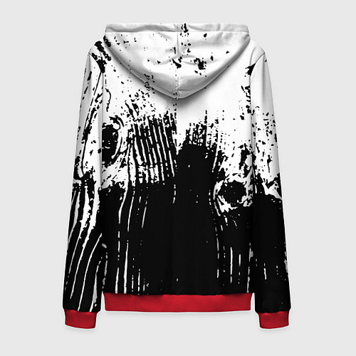 Мужская толстовка на молнии Черно-белая абстракция гранж / 3D-Красный – фото 2