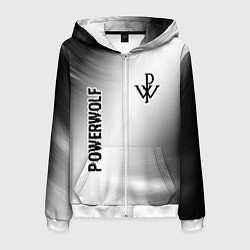 Мужская толстовка на молнии Powerwolf glitch на светлом фоне вертикально