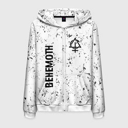 Толстовка 3D на молнии мужская Behemoth glitch на светлом фоне вертикально, цвет: 3D-белый