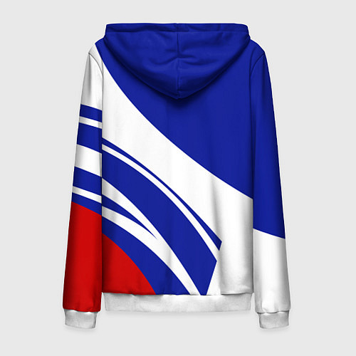 Мужская толстовка на молнии Герб России на абстрактных полосах / 3D-Белый – фото 2