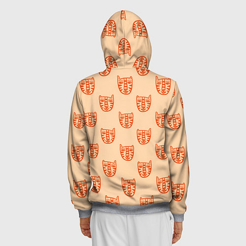 Мужская толстовка на молнии Drawn Tiger / 3D-Меланж – фото 4