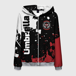 Толстовка 3D на молнии мужская Umbrella Security на спортивном красно бело чёрном, цвет: 3D-меланж