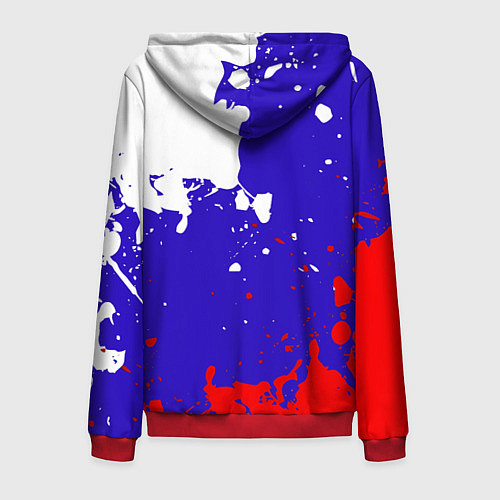 Мужская толстовка на молнии Российский герб на триколоре / 3D-Красный – фото 2