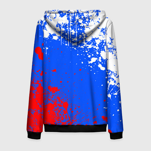 Мужская толстовка на молнии Флаг России - брызги / 3D-Черный – фото 2
