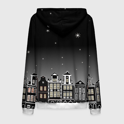 Мужская толстовка на молнии Ночной город и звездное небо / 3D-Белый – фото 2