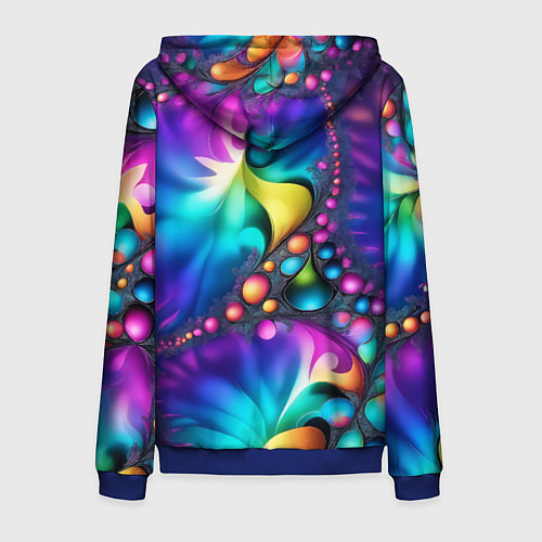 Мужская толстовка на молнии Розово синий фрактал / 3D-Синий – фото 2