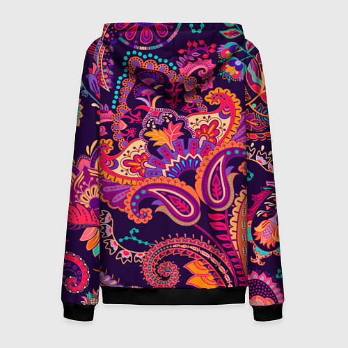 Мужская толстовка на молнии Индийские этнические узоры / 3D-Черный – фото 2