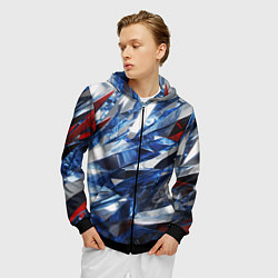 Толстовка 3D на молнии мужская Абстрактные осколки стеклянных кристалов, цвет: 3D-черный — фото 2