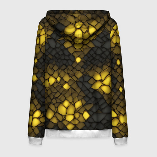 Мужская толстовка на молнии Жёлтый трескающийся камень / 3D-Белый – фото 2
