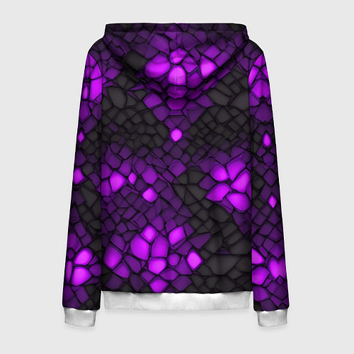 Мужская толстовка на молнии Фиолетовый трескающийся камень / 3D-Белый – фото 2