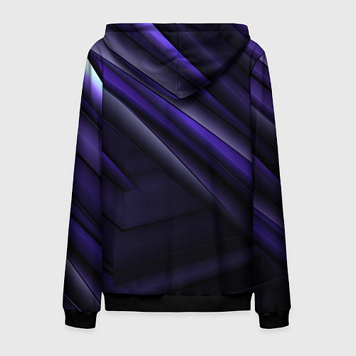 Мужская толстовка на молнии Черный фиолетовый фон с абстракцией / 3D-Черный – фото 2