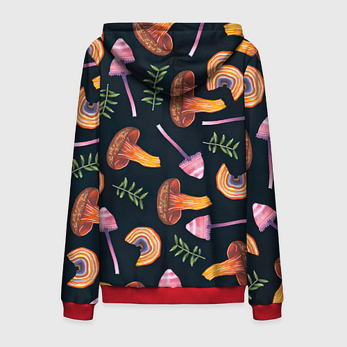 Мужская толстовка на молнии Goblincore - болотные грибы / 3D-Красный – фото 2