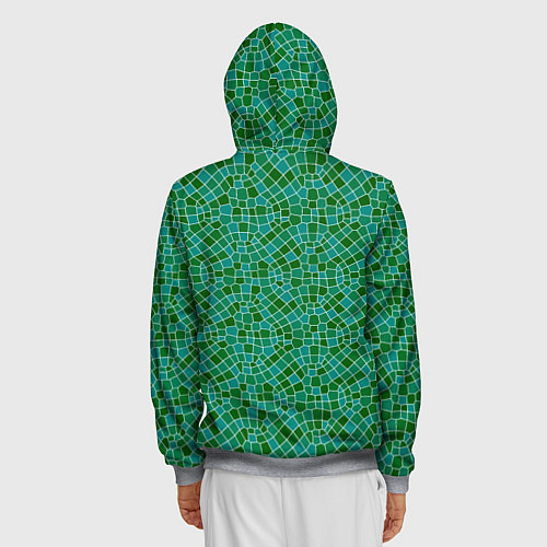 Мужская толстовка на молнии Зелёный мозаичный паттерн / 3D-Меланж – фото 4