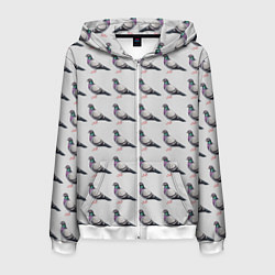 Толстовка 3D на молнии мужская Голуби воркуют, цвет: 3D-белый