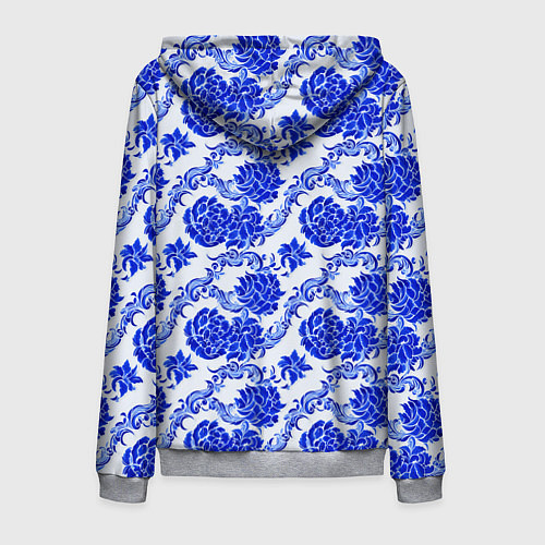 Мужская толстовка на молнии Гжель классика / 3D-Меланж – фото 2