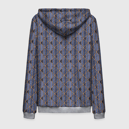 Мужская толстовка на молнии Паттерн сине-сиреневый приглушённый / 3D-Меланж – фото 2