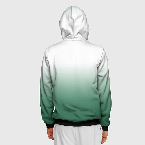 Мужская толстовка на молнии Туманный градиент бело-зелёный / 3D-Черный – фото 4