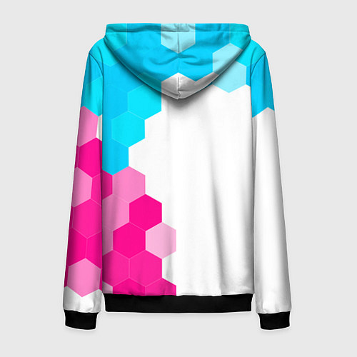 Мужская толстовка на молнии GTA6 neon gradient style по-вертикали / 3D-Черный – фото 2