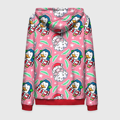 Мужская толстовка на молнии Персонажи новогодние / 3D-Красный – фото 2