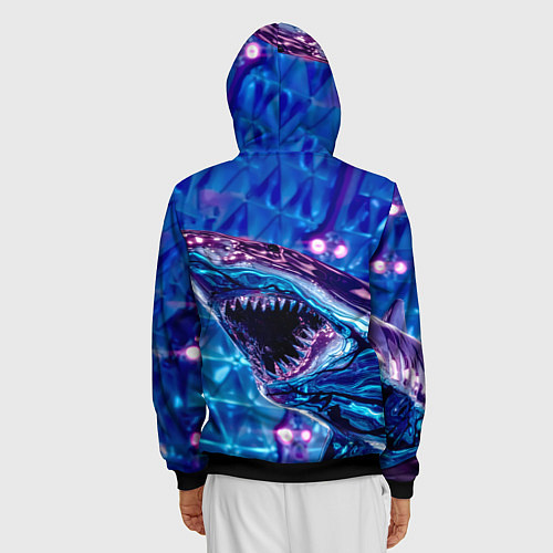 Мужская толстовка на молнии Фиолетовая акула / 3D-Черный – фото 4