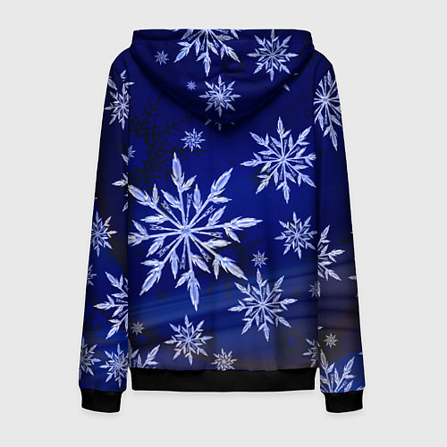 Мужская толстовка на молнии Зима и снежинки / 3D-Черный – фото 2