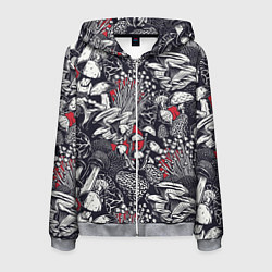 Толстовка 3D на молнии мужская Разные грибы, цвет: 3D-меланж