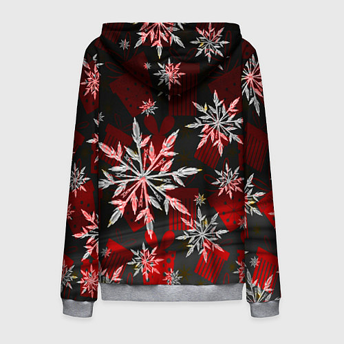 Мужская толстовка на молнии Рождественские снежинки / 3D-Меланж – фото 2