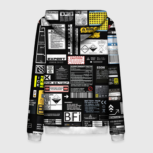 Мужская толстовка на молнии Инженерные шильдики / 3D-Белый – фото 2