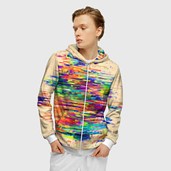 Толстовка 3D на молнии мужская Разноцветный глитч, цвет: 3D-белый — фото 2