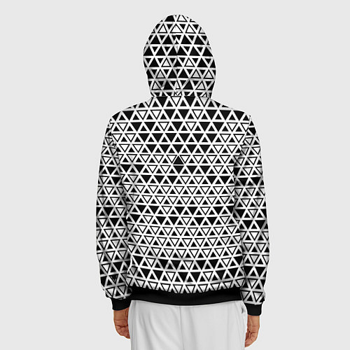 Мужская толстовка на молнии Треугольники чёрные и белые / 3D-Черный – фото 4
