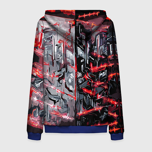 Мужская толстовка на молнии Адский доспех в царапинах / 3D-Синий – фото 2