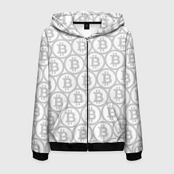 Мужская толстовка на молнии Биткоин патерн на белом фоне