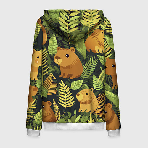 Мужская толстовка на молнии Капибары - лесной маскировочный камуфляж / 3D-Белый – фото 2