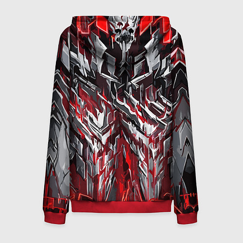 Мужская толстовка на молнии Острый металл красный / 3D-Красный – фото 2
