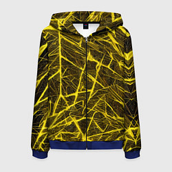 Толстовка 3D на молнии мужская Жёлтая паутина на чёрном фоне, цвет: 3D-синий