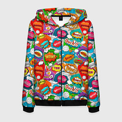 Мужская толстовка на молнии Bang Boom Ouch pop art pattern