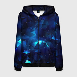 Толстовка 3D на молнии мужская Синие осколки из мелких абстрактных части калейдос, цвет: 3D-черный