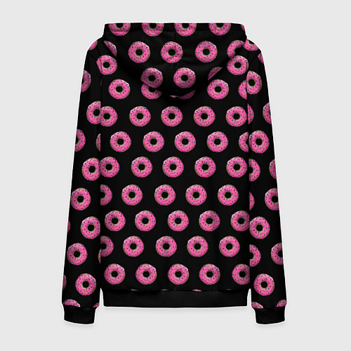 Мужская толстовка на молнии Барт Симпсон на фоне пончиков / 3D-Черный – фото 2