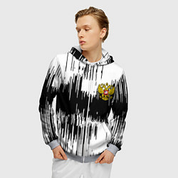 Толстовка 3D на молнии мужская Россия герб штриховка, цвет: 3D-меланж — фото 2