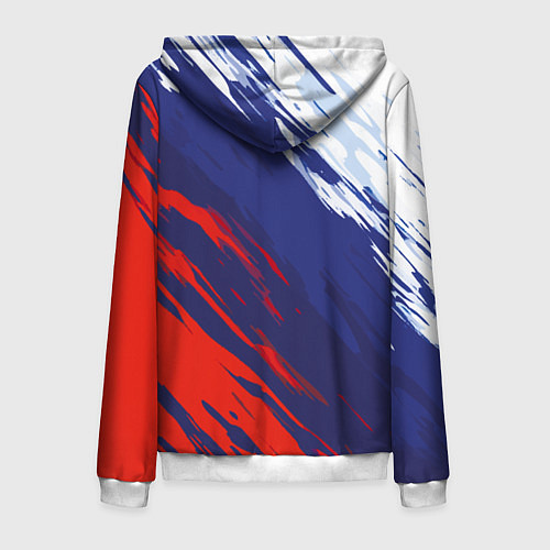 Мужская толстовка на молнии Россия Sport брызги красок триколор / 3D-Белый – фото 2