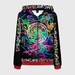 Толстовка 3D на молнии мужская Шри янтра, цвет: 3D-красный