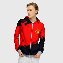 Толстовка 3D на молнии мужская Manchester United colors sport, цвет: 3D-меланж — фото 2