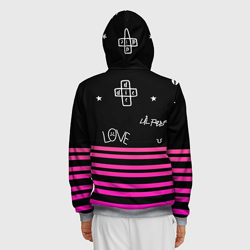 Мужская толстовка на молнии Lil Peep розовые полосы / 3D-Меланж – фото 4