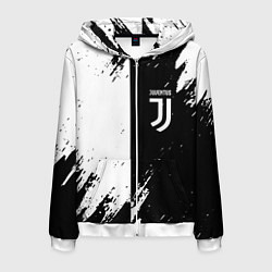 Толстовка 3D на молнии мужская Juventus краски чёрнобелые, цвет: 3D-белый