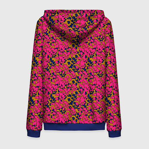 Мужская толстовка на молнии Взаимосвязанные листочки, розового жёлтого и синег / 3D-Синий – фото 2